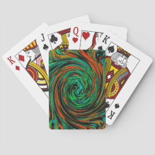 Jeu De Cartes Lime Green et Orange Abstrait Retro Twirl