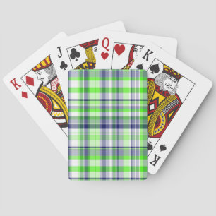 Jeu De Cartes Lime Green, Navy Blue, White Preppy Madras Plaid