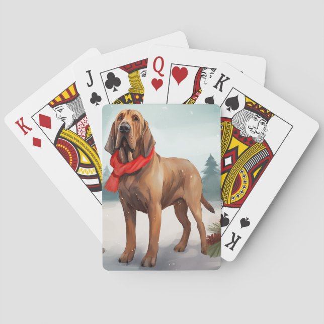 Jeu De Cartes Limier de sang dans la neige Noël (dos)