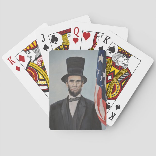 Jeu De Cartes Lincoln avec Drapeau Portrait Art Jouer des cartes (dos)