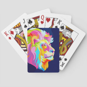Jeu De Cartes Lion Abstraite Tête Lion Dans La Pop