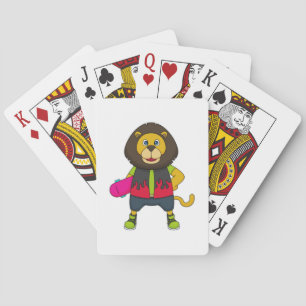 Jeu De Cartes Lion as skater with skateboard