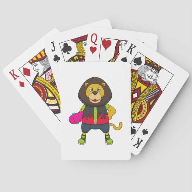 Jeu De Cartes Lion as skater with skateboard (dos)