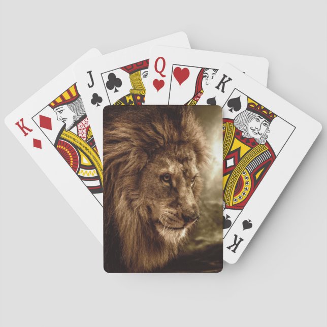 Jeu De Cartes Lion contre ciel orageux (dos)