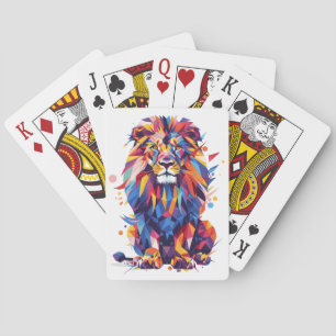 Jeu De Cartes Lion géométrique coloré