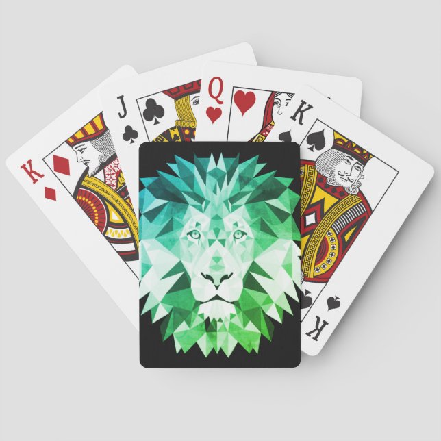 Jeu De Cartes Lion vert géométrique (dos)