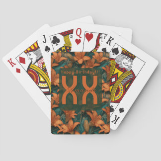 Jeu De Cartes Lis de couleur orange personnalisables Fête d'anni