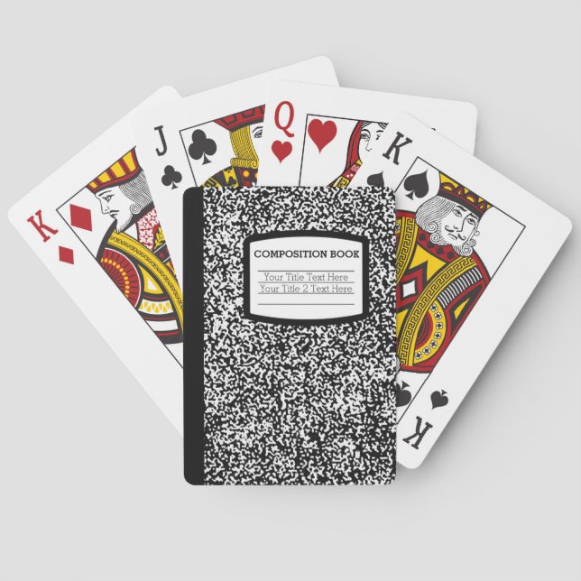 Jeu De Cartes Livre de composition personnalisé Noir/Blanc École (dos)