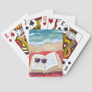 Jeu De Cartes Livre de plage   Peinture aquarelle des vagues de 