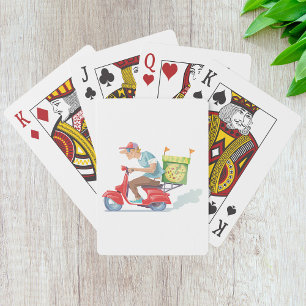 Jeu De Cartes Livreur de pizza sur scooter rouge