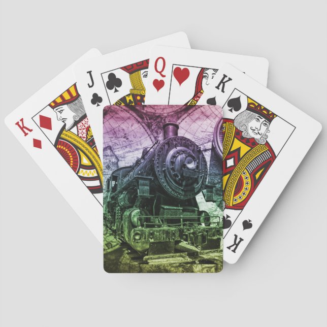 Jeu De Cartes Locomotive à vapeur vintage (dos)