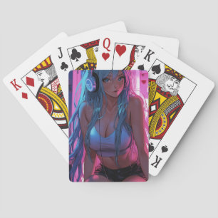 Jeu De Cartes Lofi Gamer Girl   Anime de refroidissement esthéti