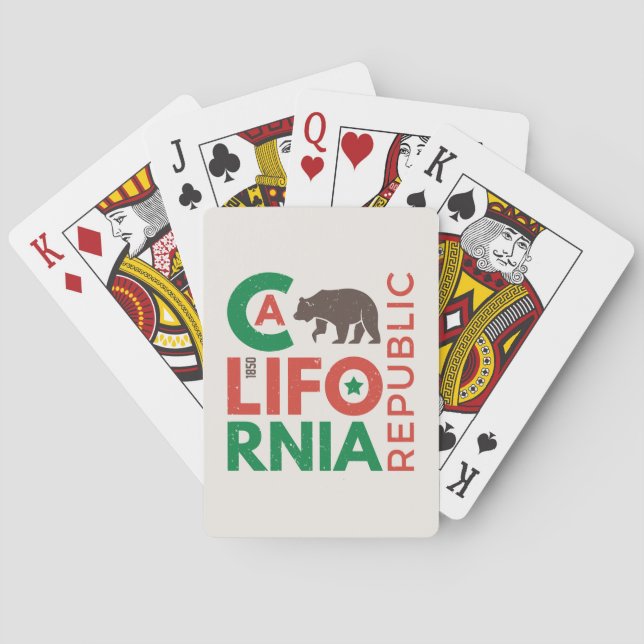 Jeu De Cartes Logo de California With Grizzly Bear (dos)