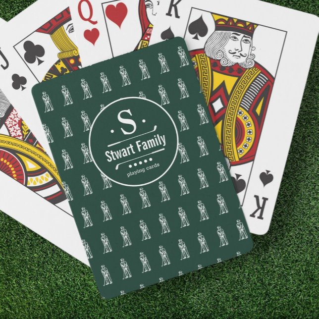 Jeu De Cartes Logo de la famille Golfer / Monogram Green (Créateur téléchargé)