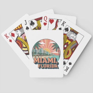 Jeu De Cartes Logo de voyage artistique vintage Miami Floride 80