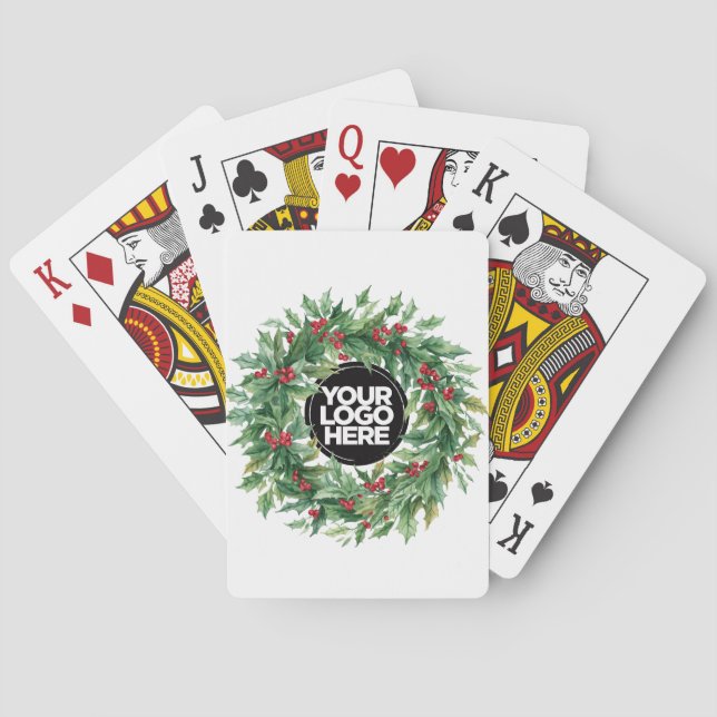 Jeu De Cartes Logo d'entreprise Gui rouge et gui Noël  (dos)