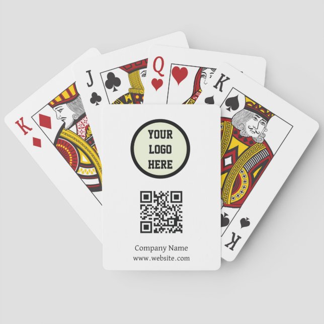 Jeu De Cartes Logo personnalisé Compagnie noir blanc QR Code (dos)