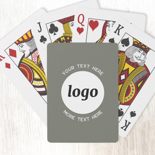 Jeu De Cartes Logo rond avec texte promotionnel Business Green (Logo with custom text business promotional playing cards)