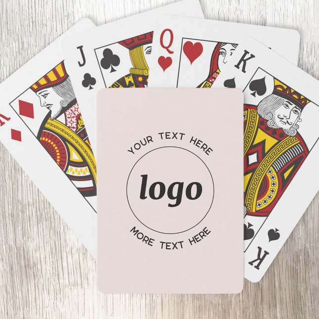 Jeu De Cartes Logo Simple Avec Promo Entreprise Rose Texte (Logo with custom text blush pink business promotional playing cards)