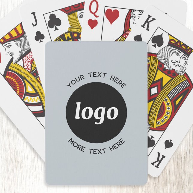 Jeu De Cartes Logo Simple Avec Texte Professionnel Promotionnel  (Logo with custom text promotional business powder blue playing cards)