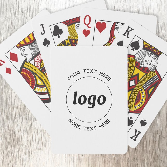 Jeu De Cartes Logo Simple Avec Texte Promotionnel D'entreprise (Logo with custom text business promotional playing cards)