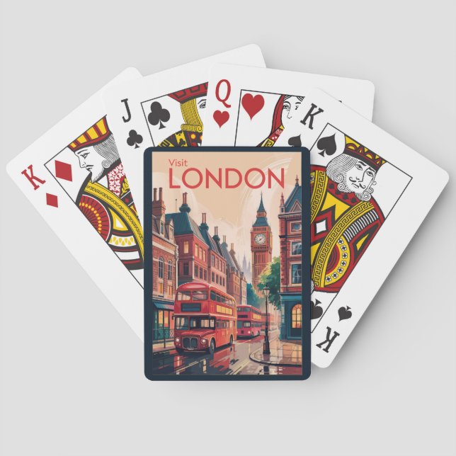 Jeu De Cartes Londres Angleterre Travel Art Vintage (dos)