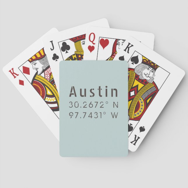 Jeu De Cartes Longitude de la latitude Austin (dos)
