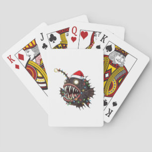 Jeu De Cartes Lophius Poisson-pêcheur de Noël Chapeau Santa Fête