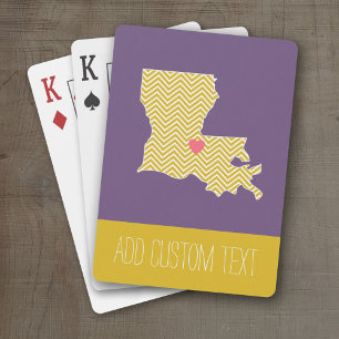 Jeu De Cartes Louisiana State Map avec le coeur et le nom person