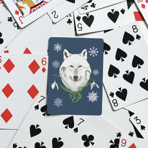 Jeu De Cartes Loup Arctique Blanc Mystique Neige Bleue Galanthus
