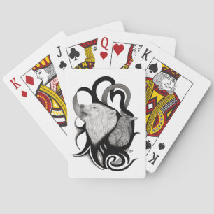 Jeu De Cartes Loup blanc avec art tribal coréen