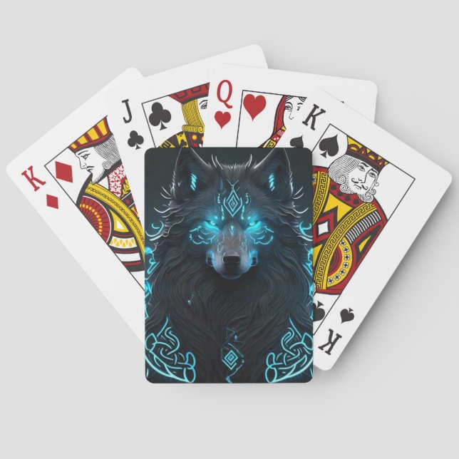 Jeu De Cartes Loup bleu celtique (dos)