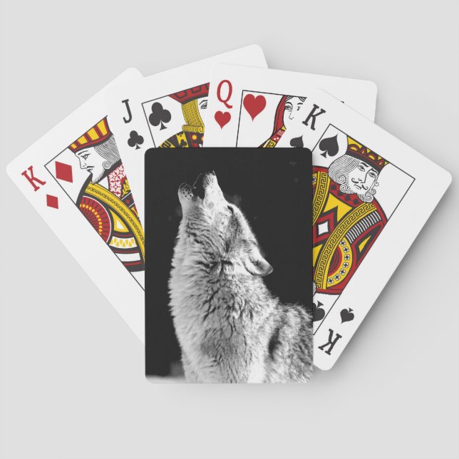 Jeu De Cartes Loup de Howling noir et blanc (dos)