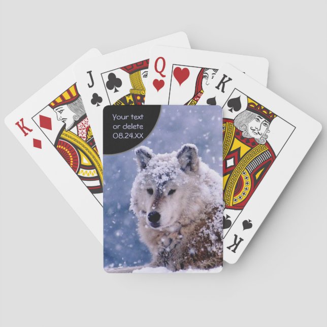 Jeu De Cartes Loup d'hiver se reposant - personnaliser (dos)