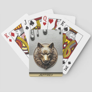 Jeu De Cartes Loup Doré Avec Nom Personnalisé 🐺