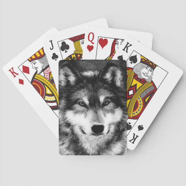 Jeu De Cartes Loup noir et blanc (dos)