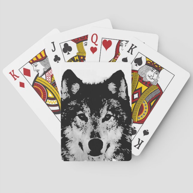 Jeu De Cartes Loup noir et blanc (dos)