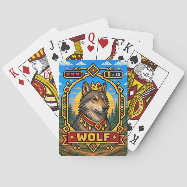 Jeu De Cartes Loup Rétro Pixel Art 8-Bit (dos)