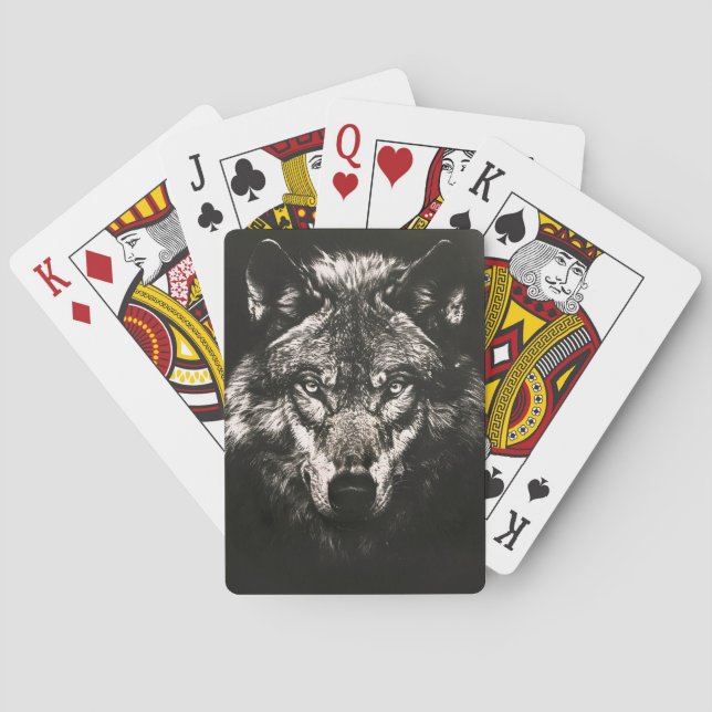 Jeu De Cartes Loup sauvage monochrome majestueux (dos)