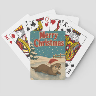 Jeu De Cartes Loutre de Noël dans une cour gelée