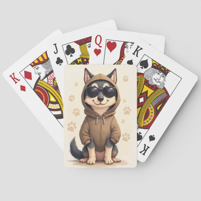 Jeu De Cartes Louveteau drôle Kawaii Wolfhound (dos)