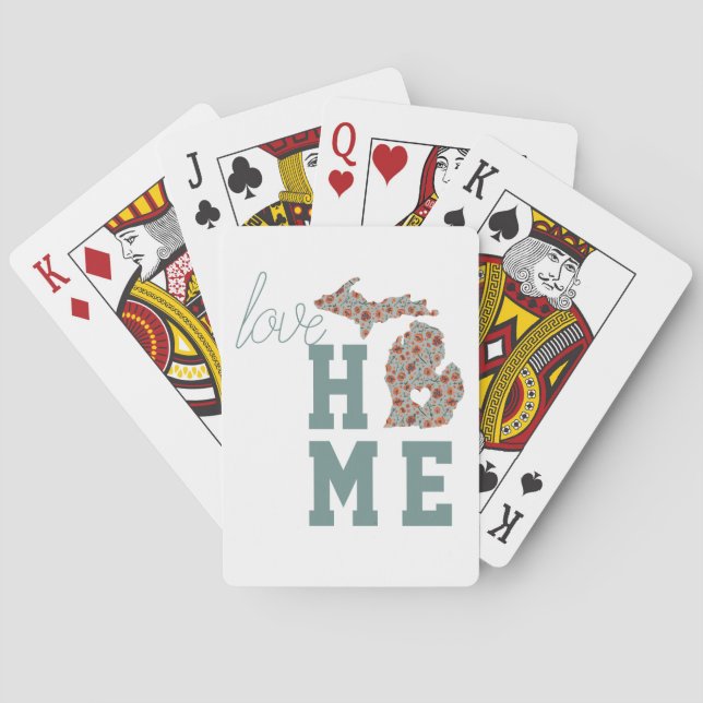 Jeu De Cartes Love Home État Du Michigan Pépites Modèle Floral (dos)