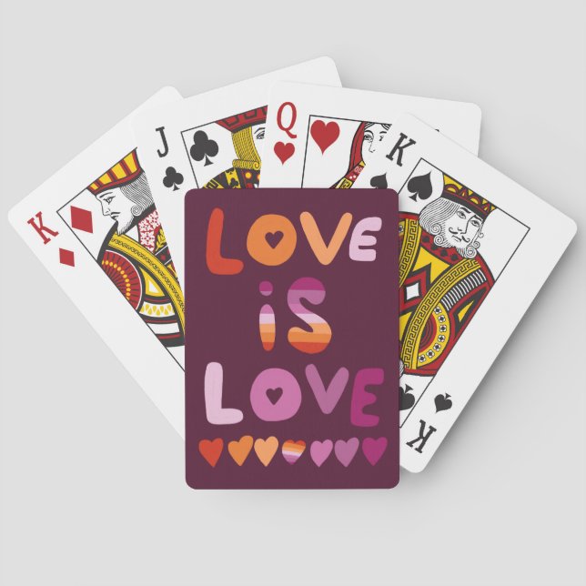 Jeu De Cartes LOVE IS LOVE Pink Purple Pride Drapeau lesbien (dos)