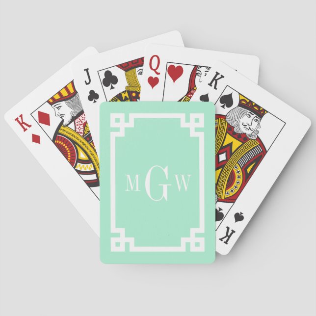 Jeu De Cartes Lt Mint Clé grecque blanche #2 encadrée 3 Init Mon (dos)