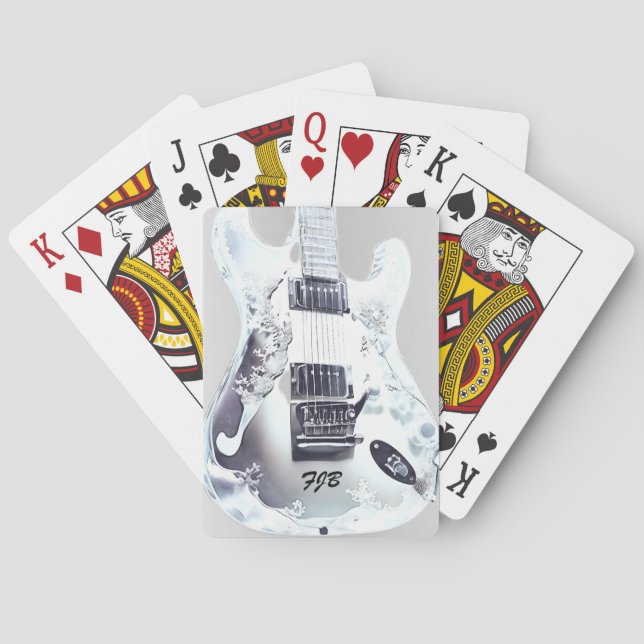 Jeu De Cartes Lucite Guitare, Mariage Monogrammé Faveur (dos)