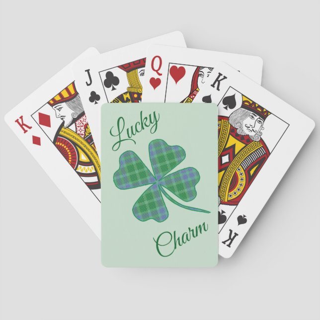 Jeu De Cartes Lucky Green Plaid Shamrock Four-Leaf Clover  (dos)
