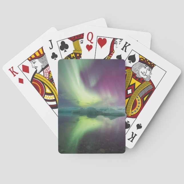 Jeu De Cartes Lumières Aurora dans la lagune | Jokulsarlon, Isla (dos)