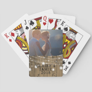 Jeu De Cartes Lumières en bois rustiques de pot de maçon de