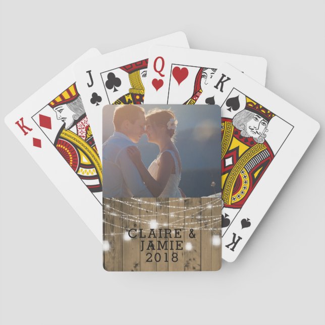 Jeu De Cartes Lumières en bois rustiques de pot de maçon de (dos)