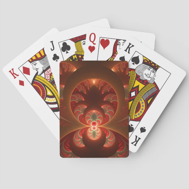 Jeu De Cartes Lumineux abstrait moderne orange rouge Fractale (dos)